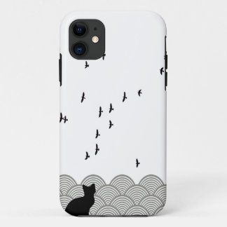 Capa Para iPhone Da Case-Mate Black and white cat and birds iPhone case
