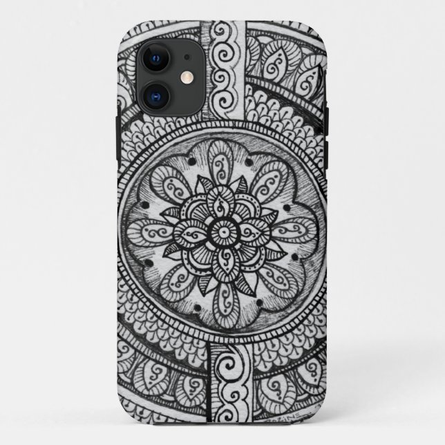 Capa Para iPhone Da Case-Mate Black Velvet White Damask Dreamcatcher Mandala Art (Verso)