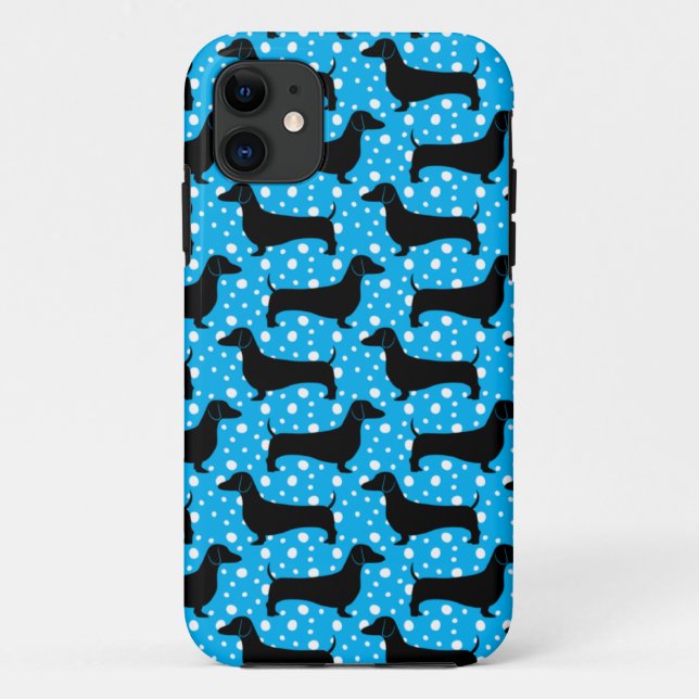 Capa Para iPhone Da Case-Mate Blue Polka Dachshances (Verso)
