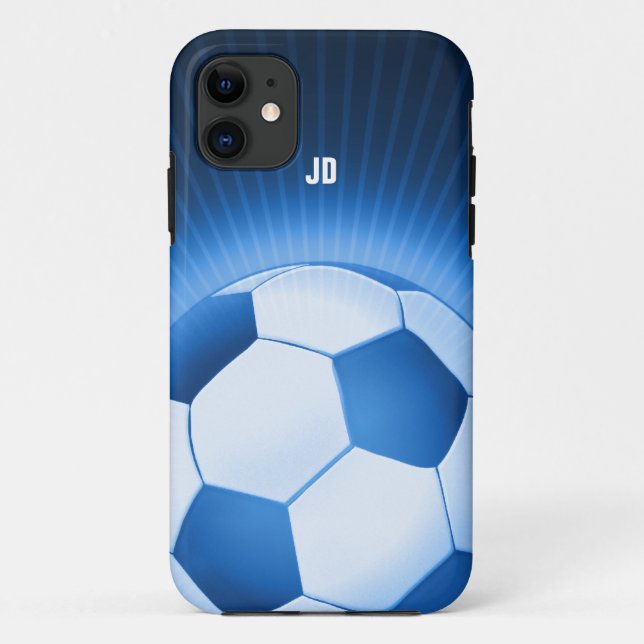 Capa Para iPhone Da Case-Mate Bola de Futebol Azul Personalizada (Futebol) (Verso)