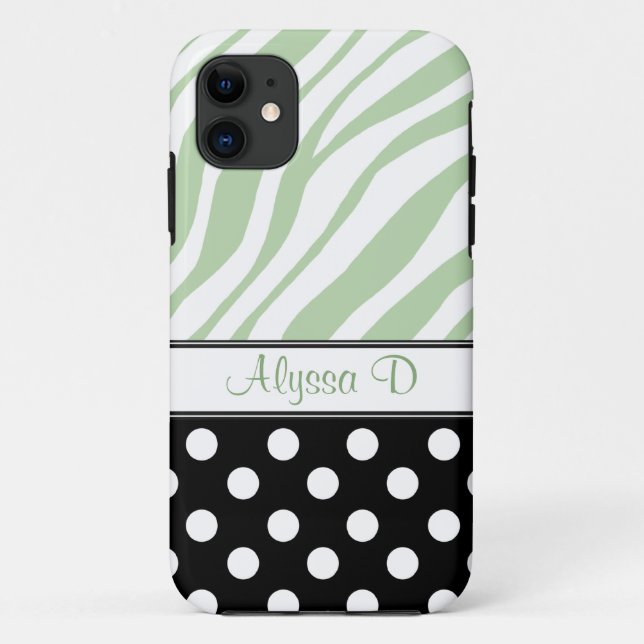 Capa Para iPhone Da Case-Mate Bolinhas Negra Zebra Verde Impressão iPhone 5 Case (Verso)