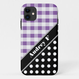 Capa Para iPhone Da Case-Mate Bolinhas Preta de Gingham Roxo iPhone 5 Case
