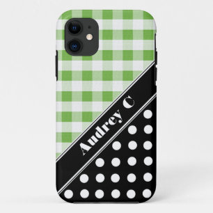 Capa Para iPhone Da Case-Mate Bolinhas Preta de Gingham Verde iPhone 5 Case