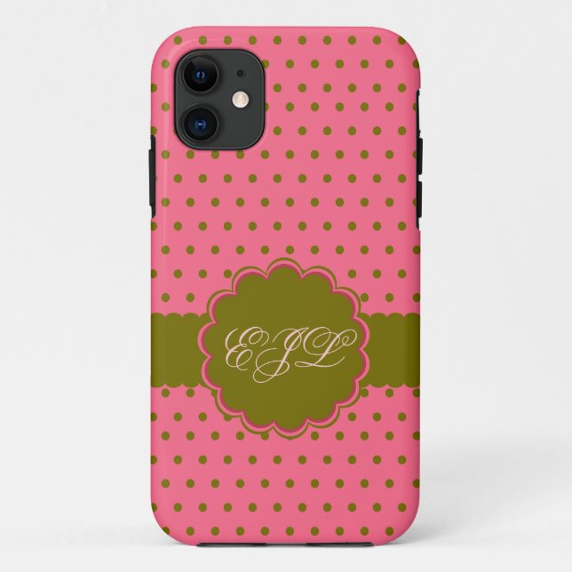 Capa Para iPhone Da Case-Mate Bolinhas rosa e verde (Verso)