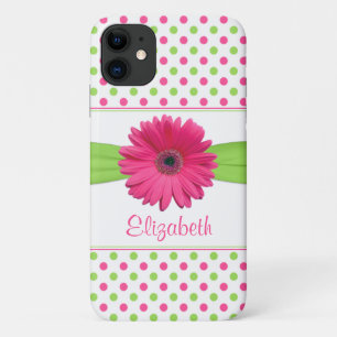 Capa Para iPhone Da Case-Mate Bolinhas Verde Rosa Gerbera Daisy