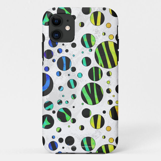 Capa Para iPhone Da Case-Mate Bolinhas Zebra Black and Rainbow Impressão (Verso)