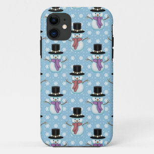 Capa Para iPhone Da Case-Mate Bonecos de Neve Fofos em Padrão Azul Claro