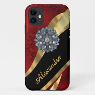 Capa Para iPhone Da Case-Mate Bonito cor damasco vermelha elegante personalizada