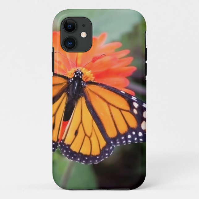 Capa Para iPhone Da Case-Mate Borboleta de monarca na flor alaranjada (Verso)