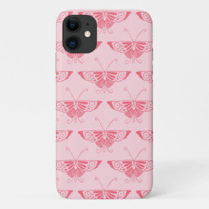 Capa Para iPhone Da Case-Mate Borboleta Deco de Arte Estilizada - rosa-coral