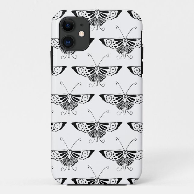 Capa Para iPhone Da Case-Mate Borboleta Deco Estilizada - branca e preta (Verso)