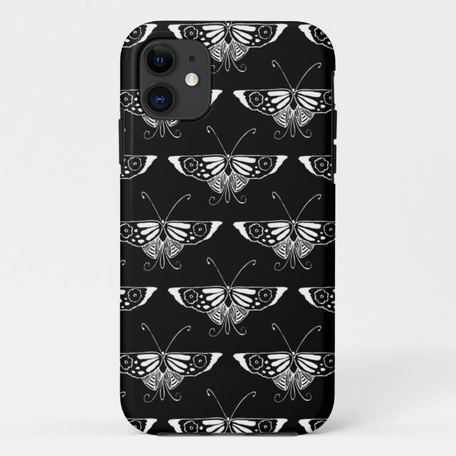 Capa Para iPhone Da Case-Mate Borboleta Deco estilizada - preto e branco (Verso)