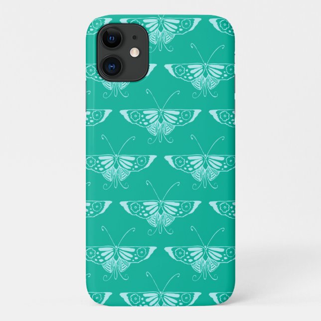 Capa Para iPhone Da Case-Mate Borboleta Deco estilizada - turquesa e aqua (Verso)