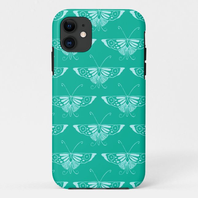 Capa Para iPhone Da Case-Mate Borboleta Deco estilizada - turquesa e aqua (Verso)