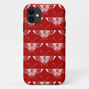 Capa Para iPhone Da Case-Mate Borboleta Deco Estilizada - vermelho-escuro e bran