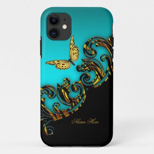 Capa Para iPhone Da Case-Mate Borboleta Exótica Azul Turquesa Dourado Preto