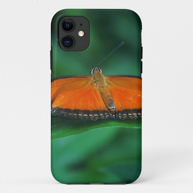 Capa Para iPhone Da Case-Mate Borboleta laranja brilhante e preta na folha (Verso)
