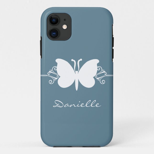 Capa Para iPhone Da Case-Mate Borboleta Swirl BT iPhone 5 Caso, Azul (Verso)