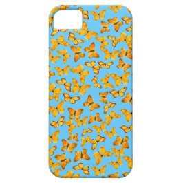 Capa Para iPhone Da Case-Mate Borboletas Amarelas do Ouro bonito no Azul-Céu