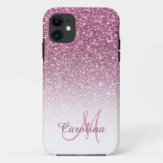 Capa Para iPhone Da Case-Mate Brilhante rosa, nome e monograma, Girly