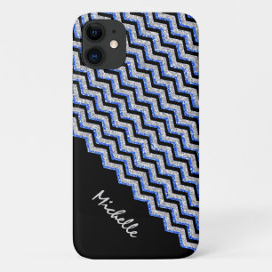Capa Para iPhone Da Case-Mate Brilho de prata azul elegante Chevron