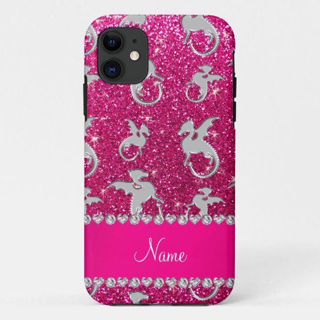 Capa Para iPhone Da Case-Mate Brilho de prata conhecido personalizado do rosa (Verso)