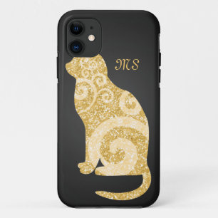 Capa Para iPhone Da Case-Mate Brilho Dourado do gato de Swirly