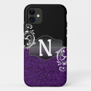 Capa Para iPhone Da Case-Mate Brilho roxo e design preto com monograma