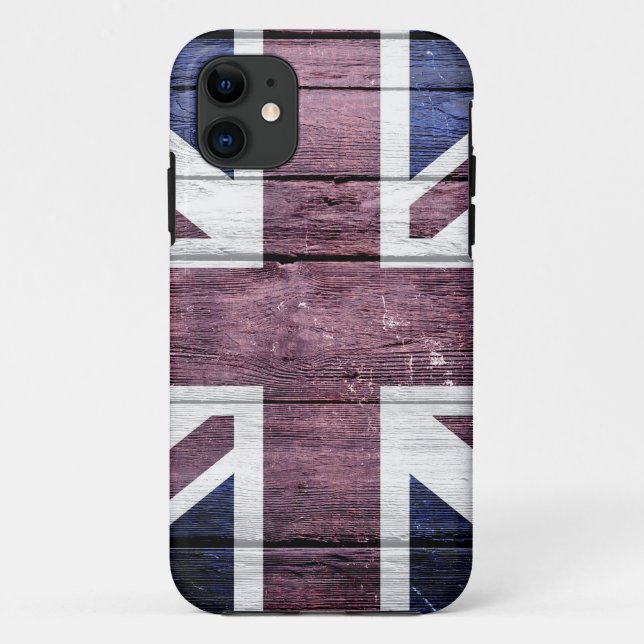 Capa Para iPhone Da Case-Mate British Flag Vintage Wood (Verso)