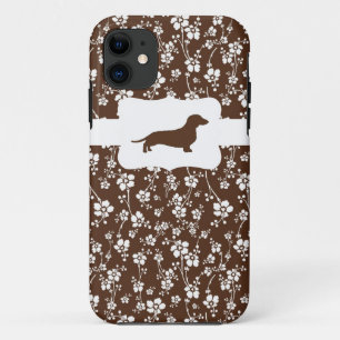 Capa Para iPhone Da Case-Mate Brown&White w/Dachshund floral