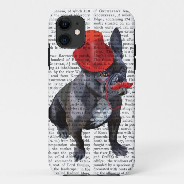 Capa Para iPhone Da Case-Mate Buldogue francês com chapéu vermelho e bigode (Verso)