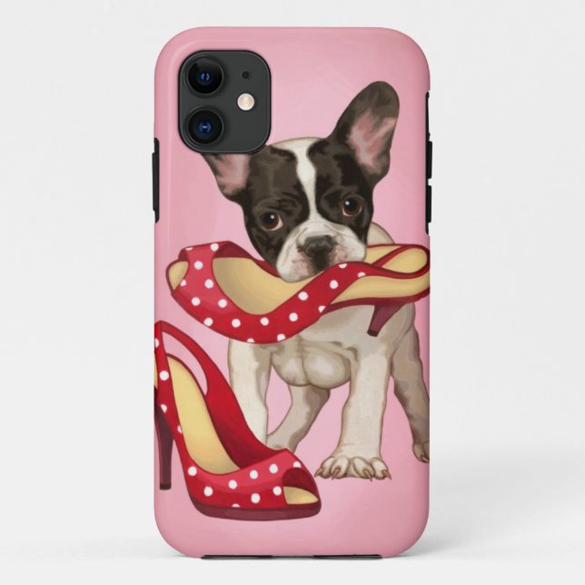 Capa Para iPhone Da Case-Mate Buldogue francês e calçados das bolinhas (Verso)