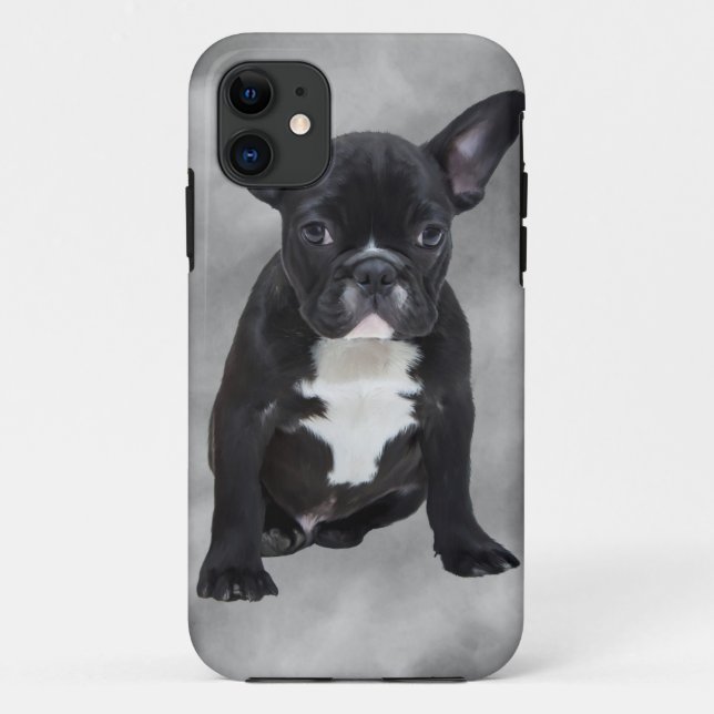 Capa Para iPhone Da Case-Mate Buldogue Francês Sentado Aquarela Pintura Óleo (Verso)