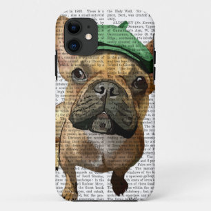 Capa Para iPhone Da Case-Mate Bulldog francês marrom com chapéu verde 2