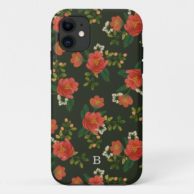 Capa Para iPhone Da Case-Mate Buquê | vermelho Monogrammed (Verso)