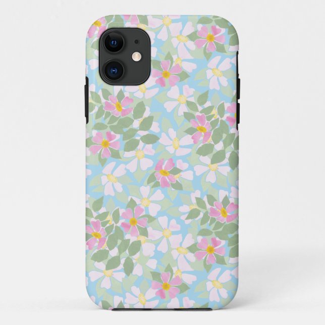 Capa Para iPhone Da Case-Mate Cachorro rosa Rosas no céu azul (Verso)