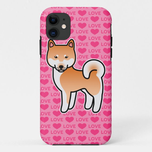 Capa Para iPhone Da Case-Mate Cachorro Shiba Inu Vermelho do Cartoon Amor (Verso)