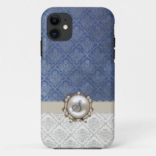 Capa Para iPhone Da Case-Mate Caixa azul chic e azul branco Damask iPhone 5