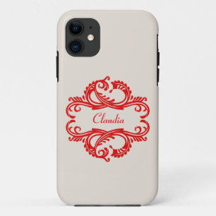 Capa Para iPhone Da Case-Mate Caixa chique vermelha do iPhone 5 de BT do damasco