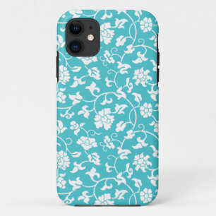 Capa Para iPhone Da Case-Mate Caixa floral azul do iPhone 5 do damasco de