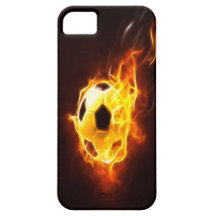 Caixa inflamada do iPhone 5 da bola de futebol