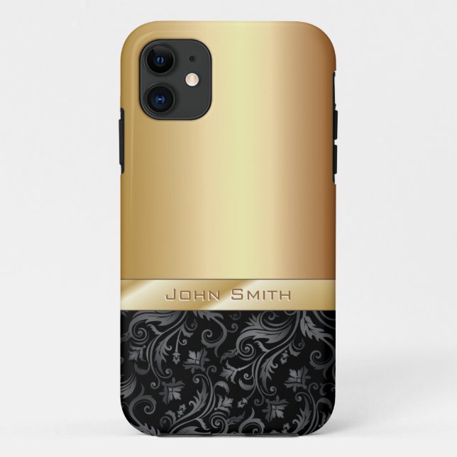 Capa Para iPhone Da Case-Mate Caixa metálica Dourado floral escura luxuosa do (Verso)