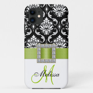 Capa Para iPhone Da Case-Mate Caixa preta verde inicial do iPhone 5 do damasco