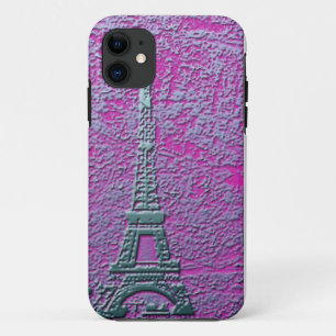 Capa Para iPhone Da Case-Mate Caixa roxa e de prata do telemóvel da torre Eiffel
