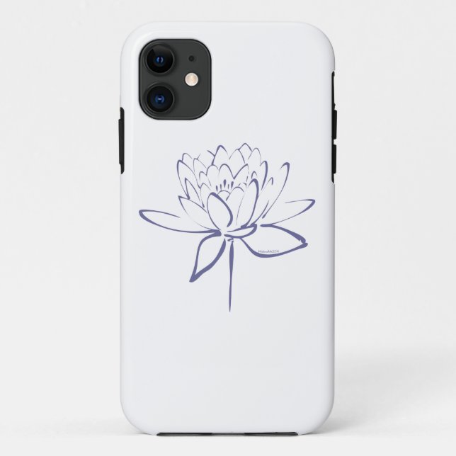 Capa Para iPhone Da Case-Mate Caligrafia de Lótus (Azul) (Verso)