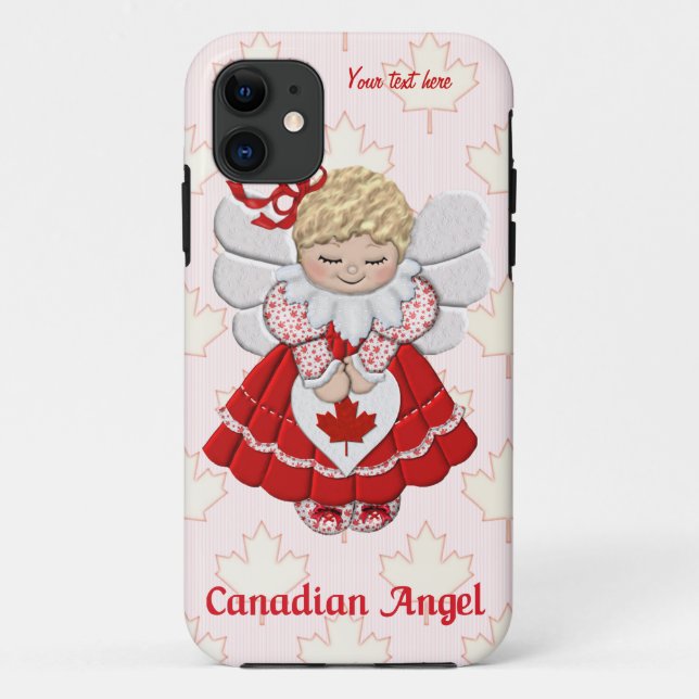 Capa Para iPhone Da Case-Mate Canadiano Angel and Maple Leaf - Personalizar (Verso)