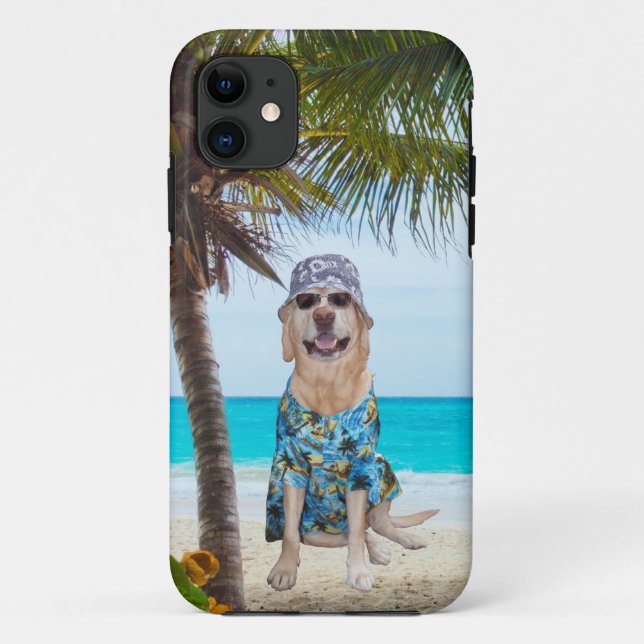 Capa Para iPhone Da Case-Mate Cão na praia na camisa havaiana (Verso)