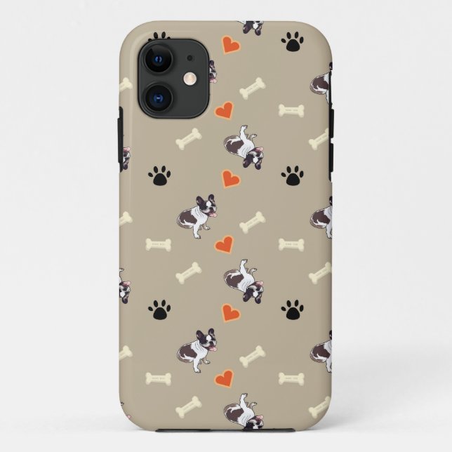 Capa Para iPhone Da Case-Mate Cão-touro francês, padrões para cães e pata (Verso)