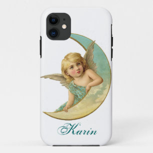 Capa Para iPhone Da Case-Mate Capa de iPhone Anjo Vintage e Lua Adicione Seu Nom