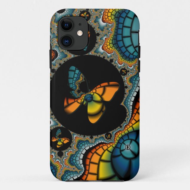 Capa Para iPhone Da Case-Mate Capa de iphone fractal de borboleta (Verso)